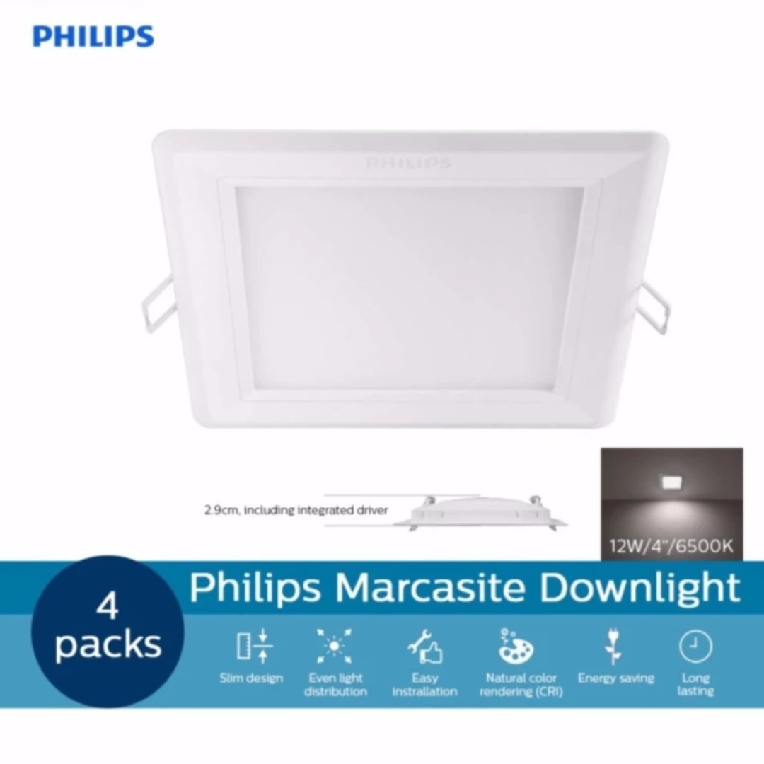 Philips 59527 Marcasite 12W LED Downlight Square 6500k 