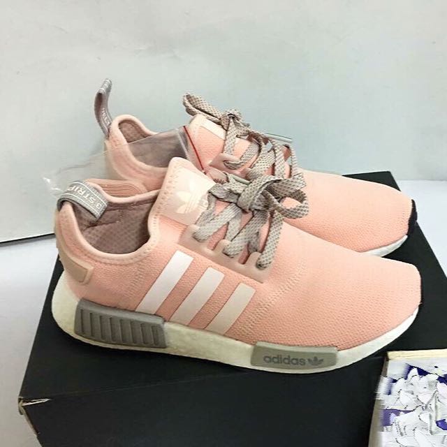 Uk5] BN Authentic NMD R1 Offspring Vapour Pink/ Pink And Grey Tab, Women's Fashion, Footwear, Sneakers on Carousell