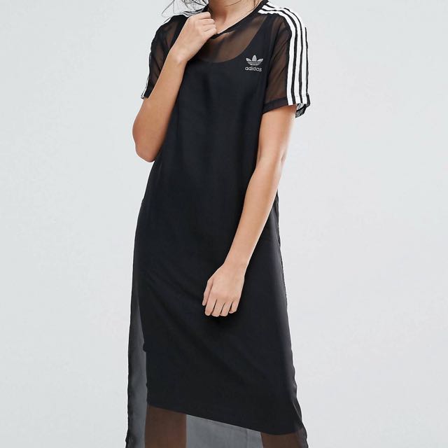 Adidas Originals Black Midi Dress With 