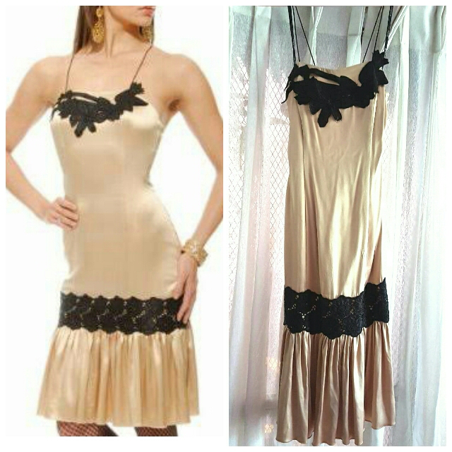 Bebe Cocktail Dress XS (Category: Evening dresses & gowns) located in Quezon City. Submitted by redfullmoon (Listing ID 122946742, Image 1). Description: Bebe Yana K Embroidered Fitted Slip Dress. With black applique detail. Fits XS. Bust 27. Waist 28. Hips 36. Brand new, without tags. Really pretty dress, never worn. Great for parties, events, costume parties (eg flapper dress/roaring twenties type parties), ballroom dancing etc. Price is fixed.