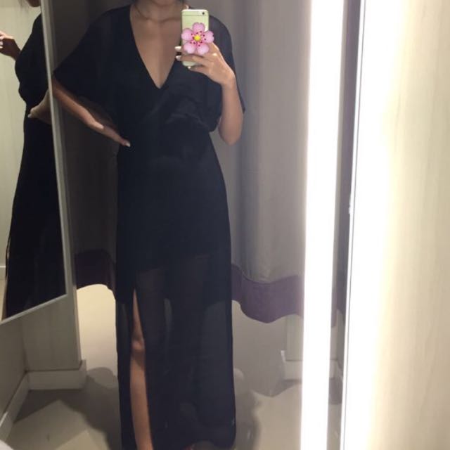 h&m v neck maxi dress