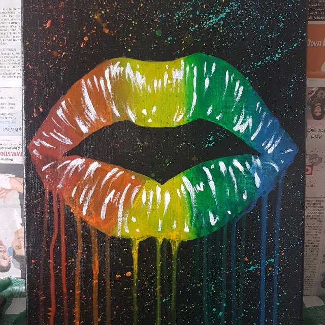 Canvas Painting Rainbow Lip Furniture Home Decor On Carousell