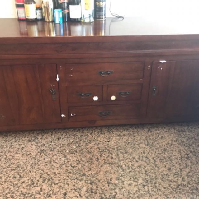 Classic Solid Teak Wood Buffet Table With 4 Drawers And 2 Cabinet For Storage Bought For 1299 Selling For 229 Condition 7 10 Furniture Tables Chairs On Carousell