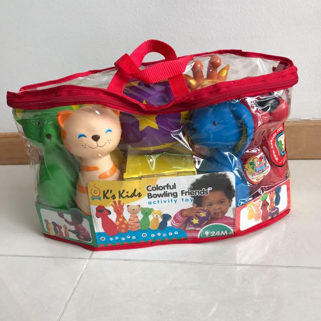 melissa & doug k's kids bowling friends play set and game with 6 pins and convenient carrying case