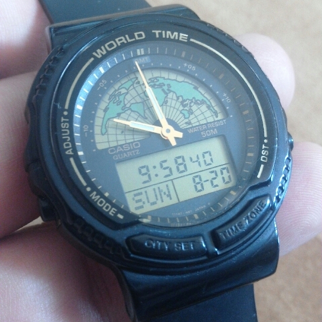 Rare Vintage 90 s Casio AW 21 Original World Time Digital Watch