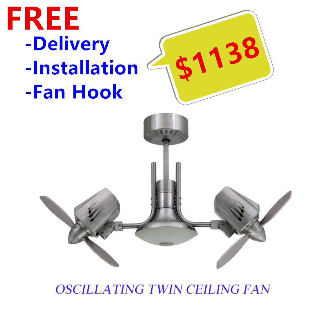 Sapphire Oscillating Twin Ceiling Fan With Aluminium Housing Free