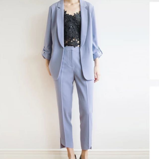 dusty blue pantsuit