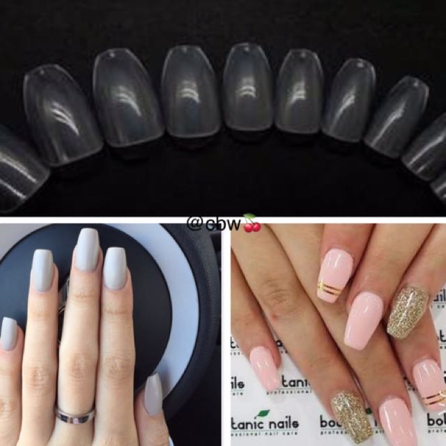 Wallpaper Fake Nail Short Coffin 20pcs Kesehatan Kecantikan Parfum Kuku Free