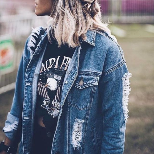 forever 21 ripped jean jacket