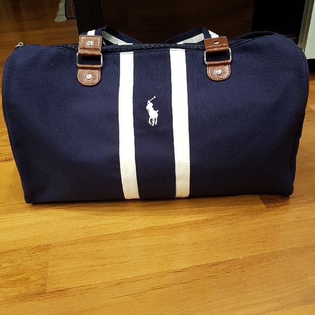 Polo duffle bag blue and white hot sale