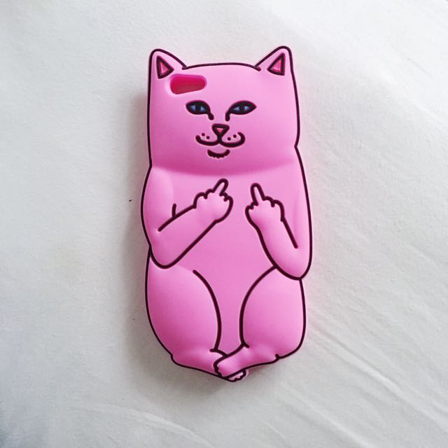 Tumblr Inspired Middle Finger Vulgar Pink Cat Iphone 6 6s Cover