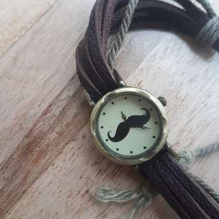 Vintage Leather Moustache Bracelet