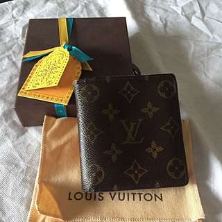 Louis Vuitton Monogram Canvas Portfolio Tri-fold Chain Macassar Wallet