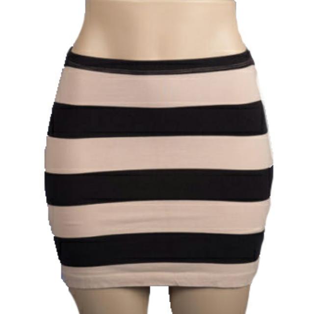Black and white striped bodycon skirt Clearance