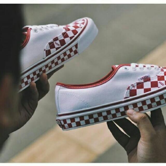 vans authentic checkerboard red