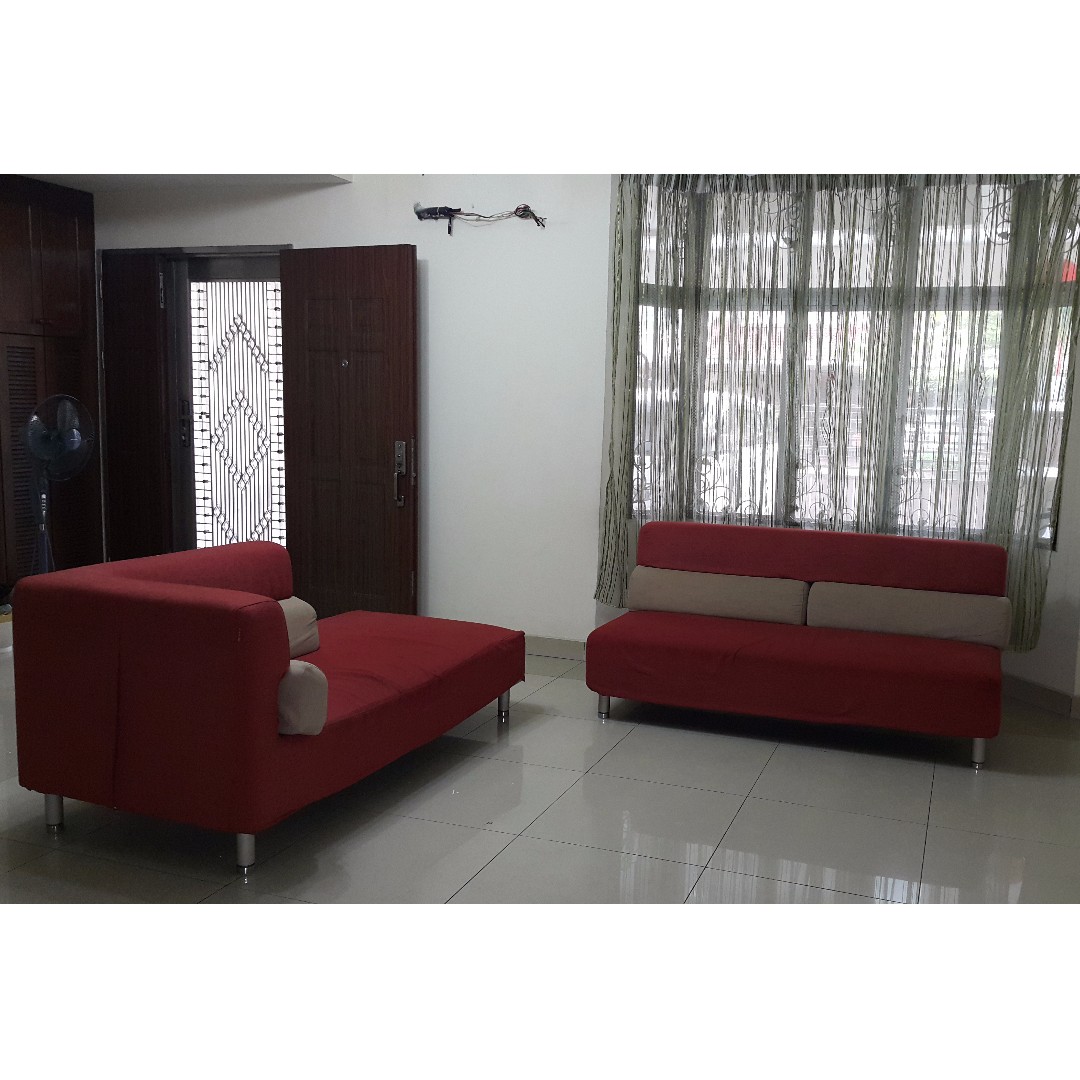 3 2 Red Apple Sofa Home Furniture Furniture On Carousell