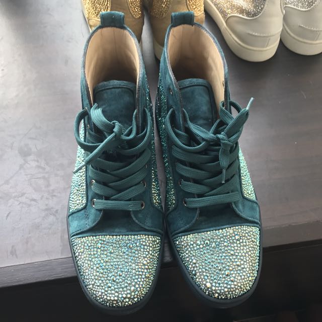 Christian Louboutin Louis Strass Flat Amazonia Suede