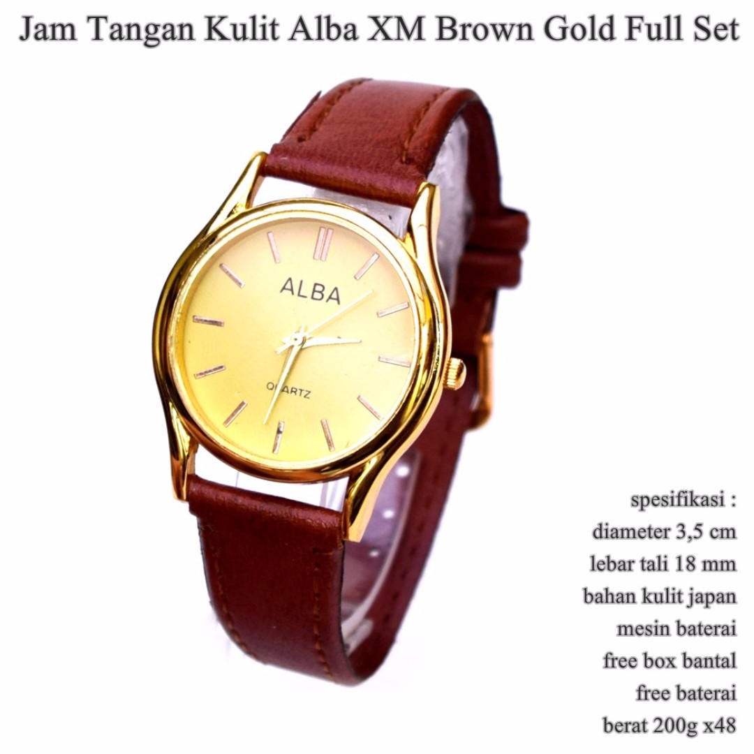 Jam Tangan Wanita Kulit Alba Xm Brown Gold Olshop Fashion Olshop Wanita Di Carousell