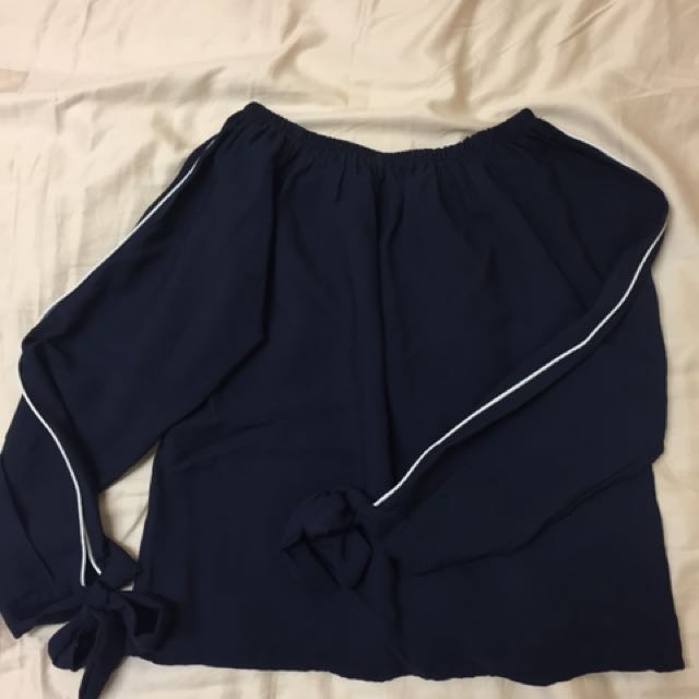 Off Shoulder Dark Blue Top W Women S Fashion Clothes On