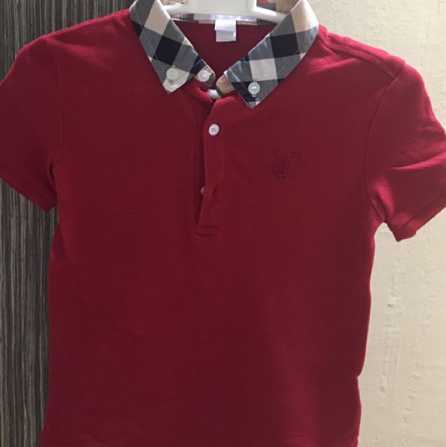 Red burberry shirt shop for toddlers