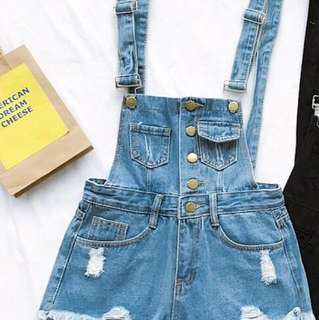 🌻Ripped Denim Overall | Dark blue | In stock