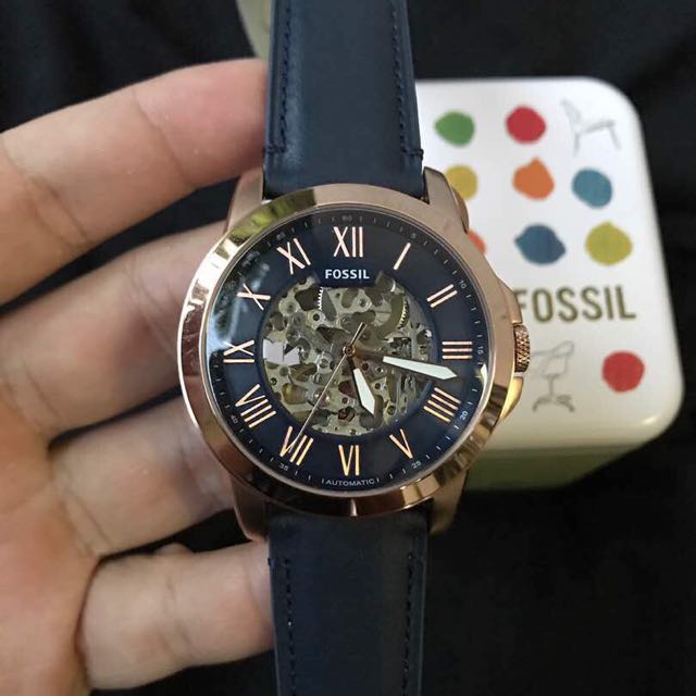grant automatic blue leather watch