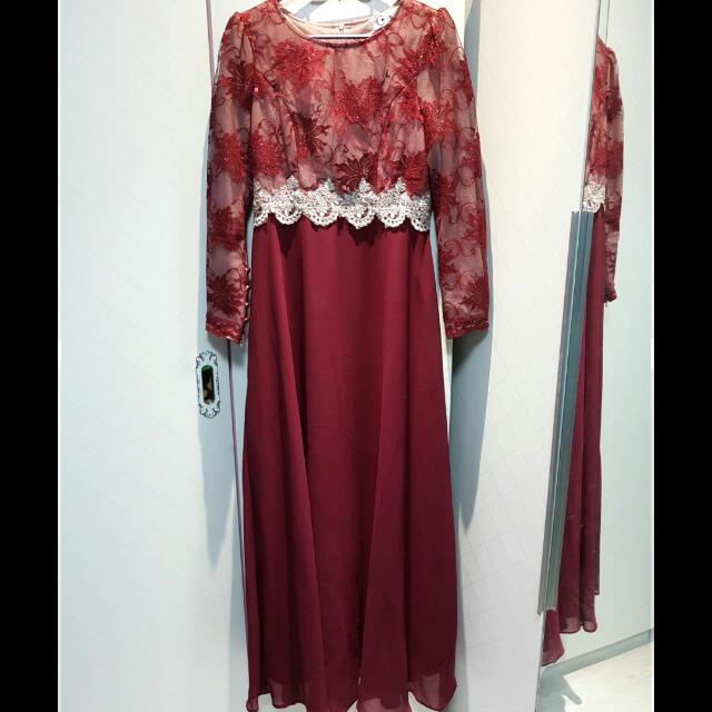 maroon with silver dress