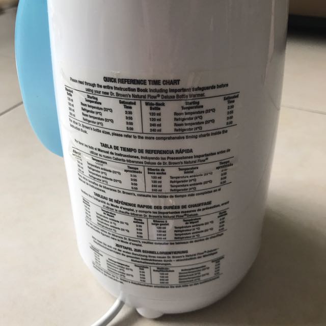 Dr Brown Bottle Warmer Time Chart