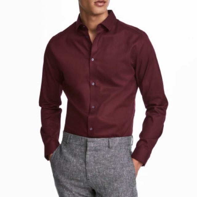 burgundy formal shirt