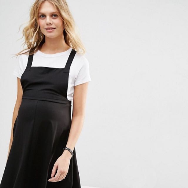 Black maternity pinafore dress outlet