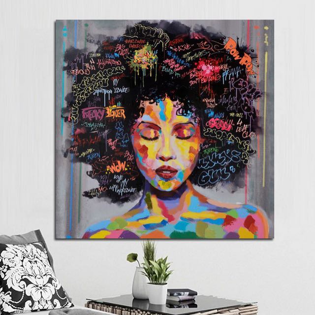 Graffiti Abstract Women Portrait Oil Painting Furniture Home