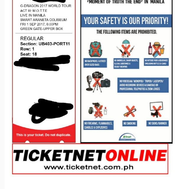 G Dragon Act Iii Motte In Manila Sept 01 Tickets Vouchers Event
