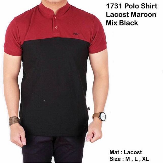 Polo Shirt Maroon Black, Men's Fashion 