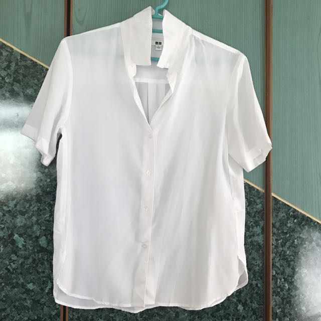 Uniqlo White Rayon Blouse, Women's