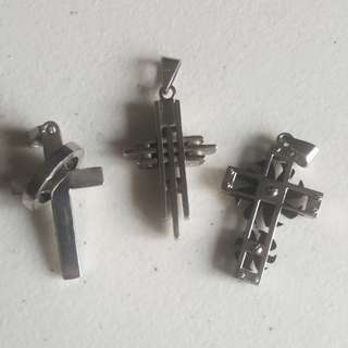 3 Men's Cross And 1 Wheel Pendant
