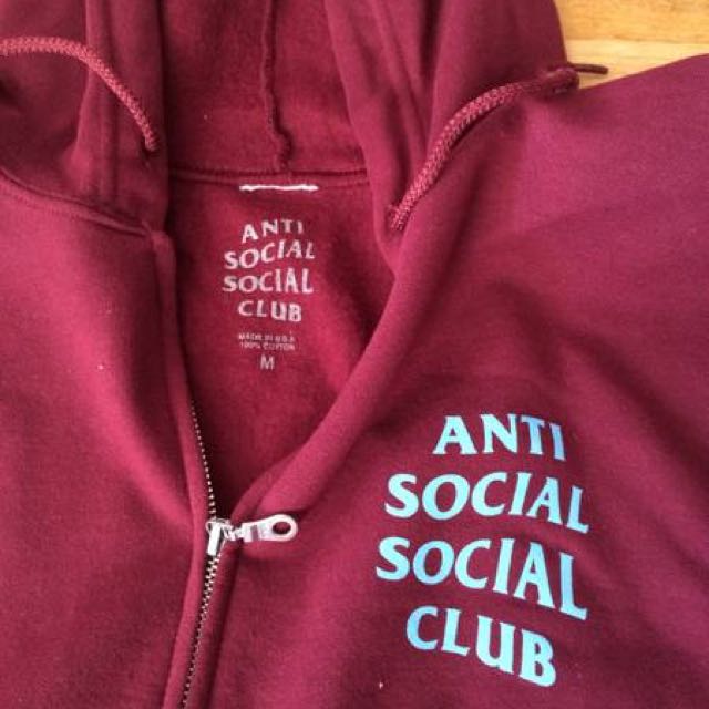 anti social social club maroon hoodie