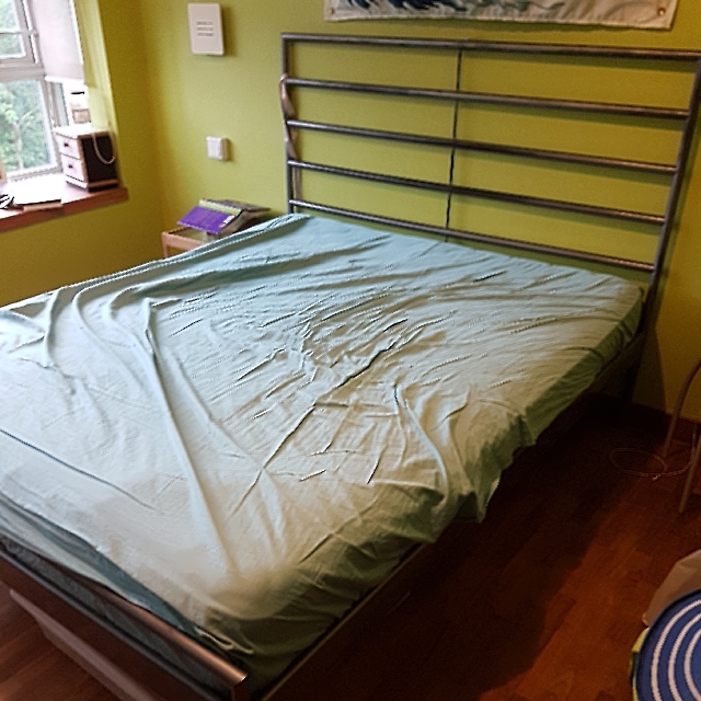 IKEA Heimdal Silver Metal Queen Bed Frame, Furniture & Home Living