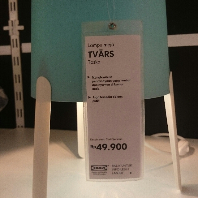 ikea tvars lampu meja bahan plastik