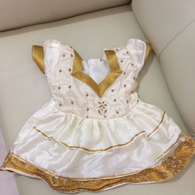 golden colour frock for baby girl
