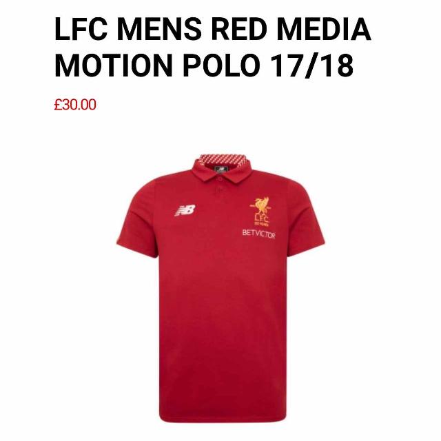 Liverpool Red Media Motion Polo 17/18, Men's Fashion, Activewear 
