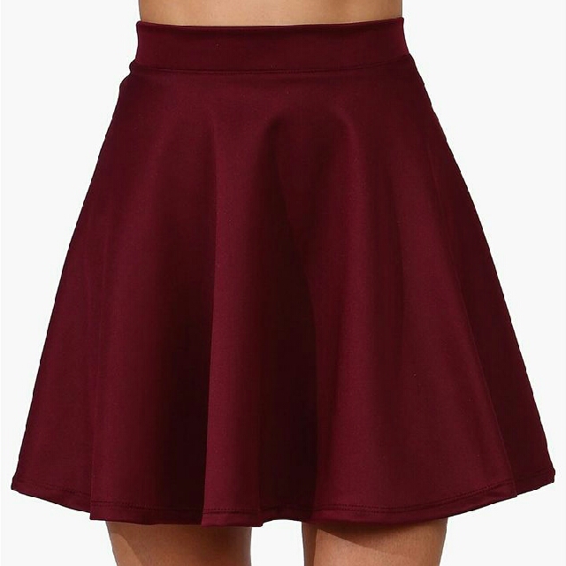 👖Maroon Red Skater Skirt, Women's 