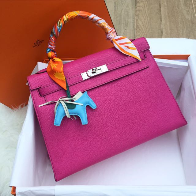 ❌SOLD❌ Full Set! Excellent Condition Hermes Kelly 32 In Fuschia