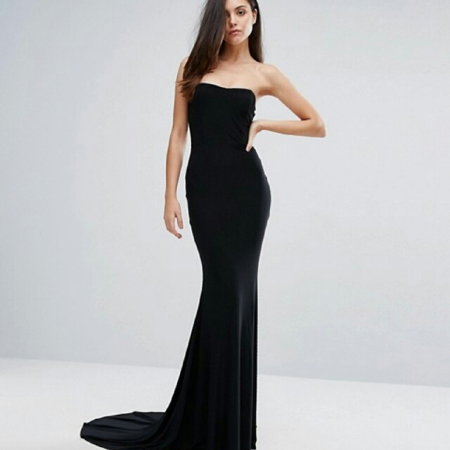 black strapless formal gown