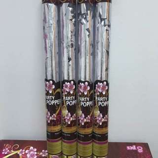 Party Popper 60cm Metallic Silver Flakes
