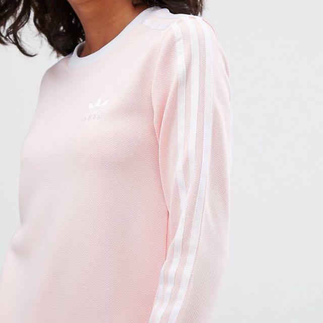 Adidas Three Stripe Long Sleeve Top Pale Pink Women s Fashion Tops Blouses on Carousell