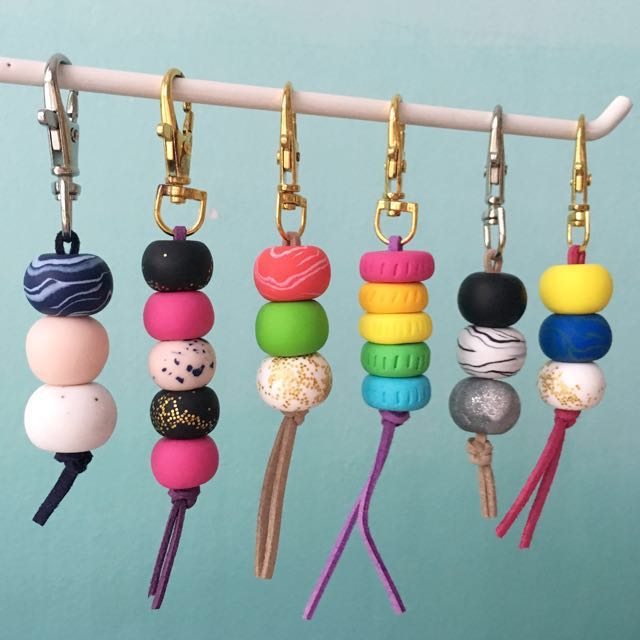 Clay bead keyring sales
