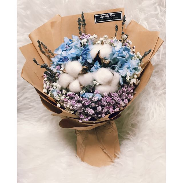 Hydrangea Cotton Ball Dried Lavender Babybreath S Hers