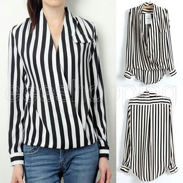 black and white striped shirt outfit women's