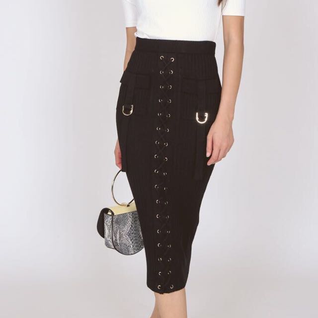 lace up bodycon skirt