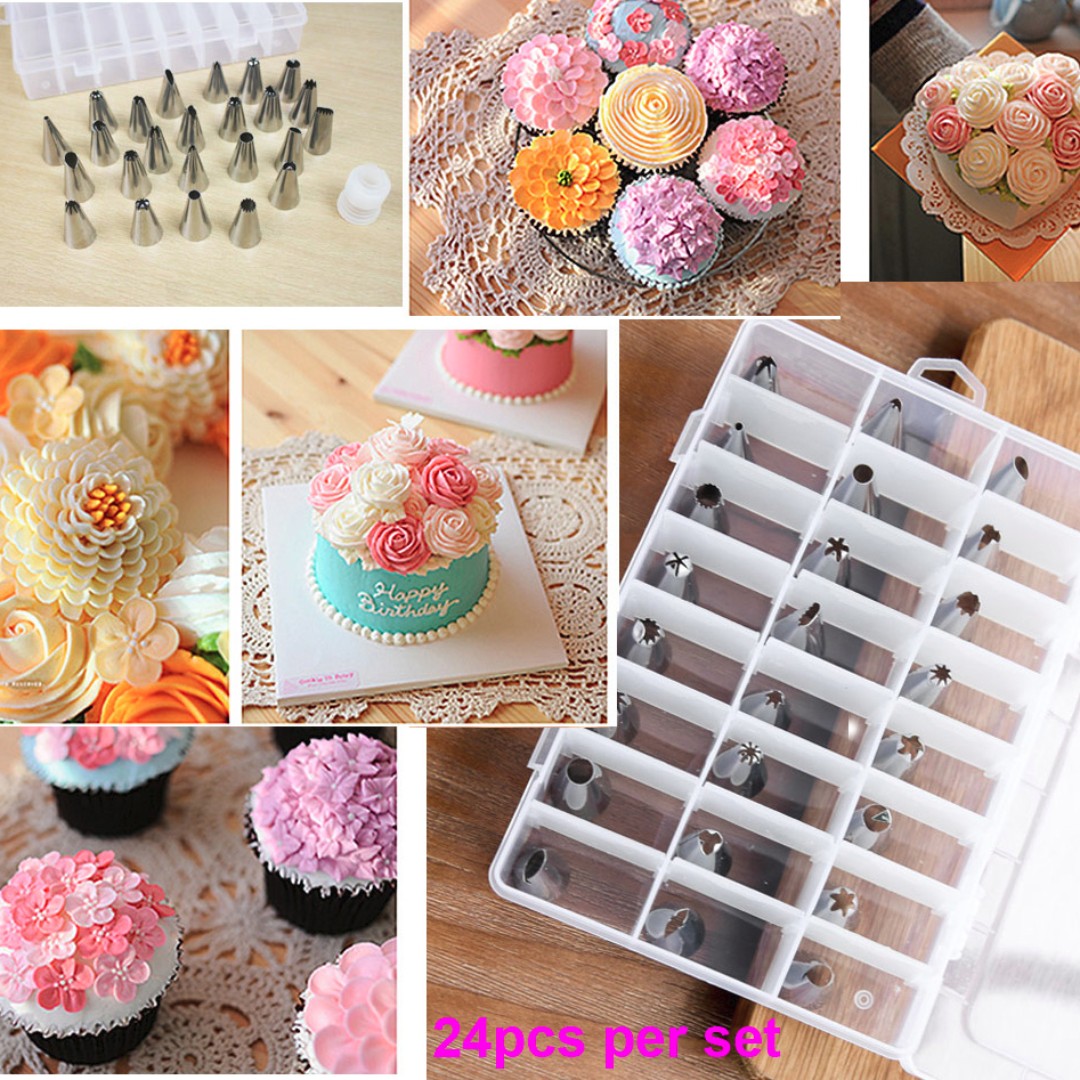 24Pcs Stainless steel Icing Piping Nozzles Pastry Tips